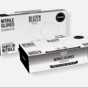 BLUZEN Nitrile Disposable Examination Gloves, Black, Med.
