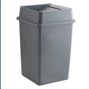 LAVEX Gray Rectangular Trash Can with Lid 35 Gallon