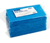 Lavex 9" x 6" x 1/4" Light-Duty Blue Scouring Pad - 10/Pack