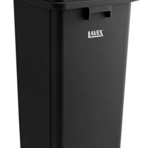 Lavex Black Trash Can with Flap Lid 23 Gallon