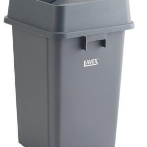 Lavex Square Trash Can With lid (Gray) 19 Gallon